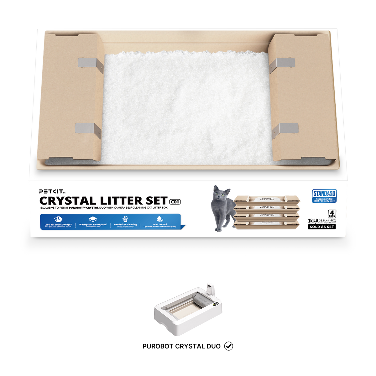 PETKIT Crystal Litter Set 4-pack voor Purobot Crystal Duo – afbeelding 1
