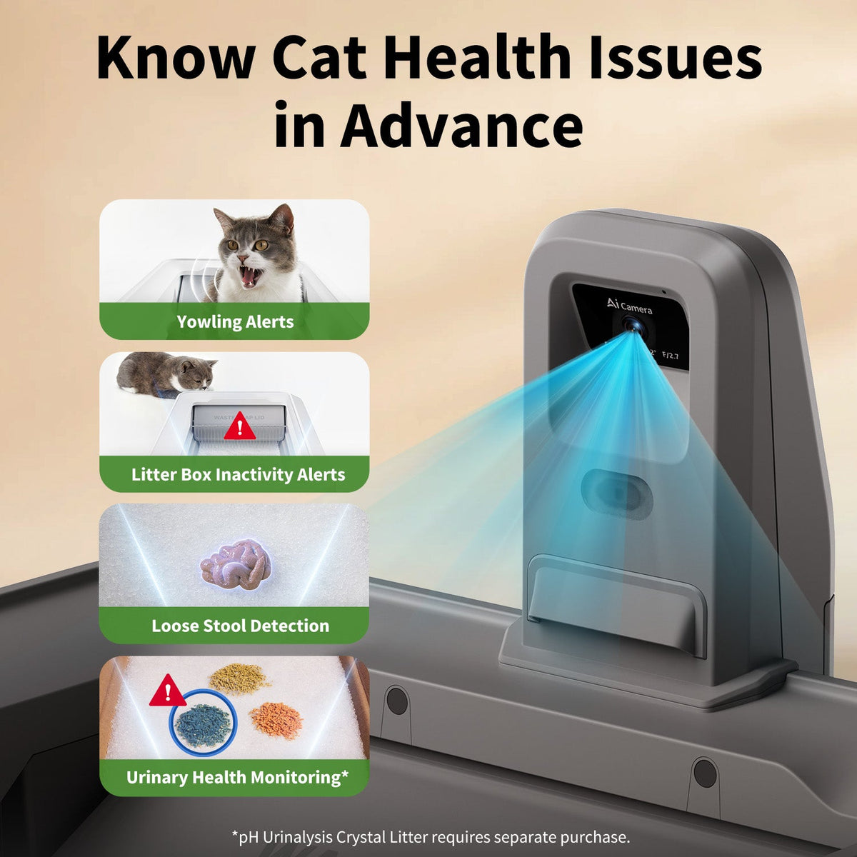 Grijze PETKIT Purobot Crystal Duo automatische kattenbak met AI-camera – afbeelding 3
