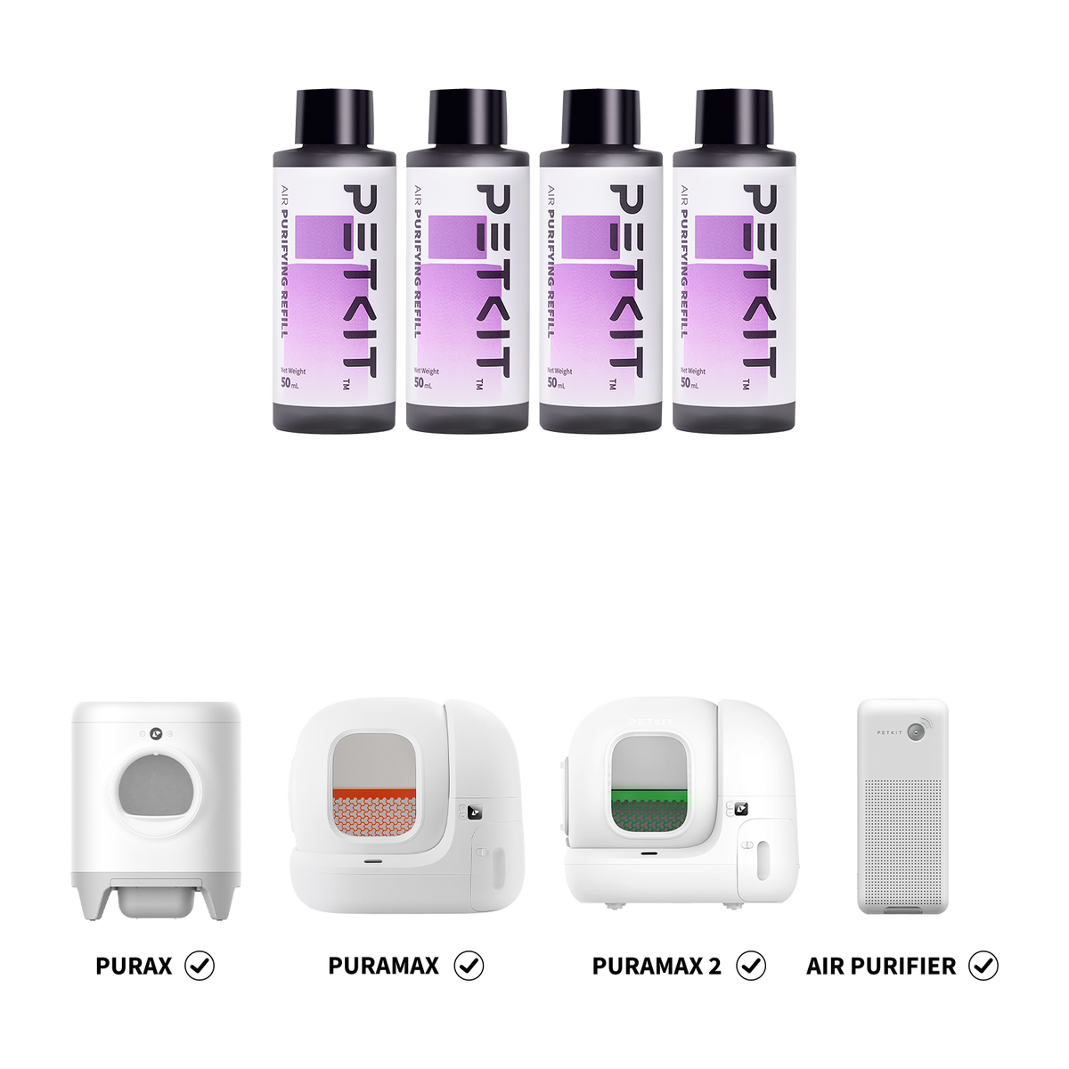 PETKIT Purifying Liquid Refill 4 flessen voor Pura X en PuraMax – afbeelding 1
