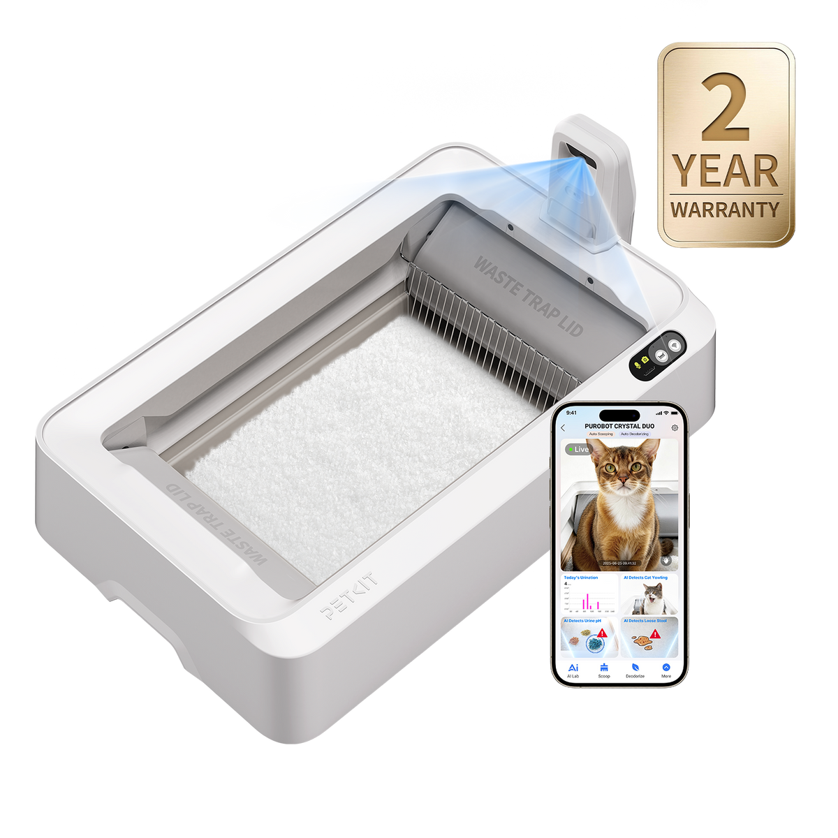 PETKIT Purobot Crystal Duo automatische kattenbak met AI-camera – afbeelding 1