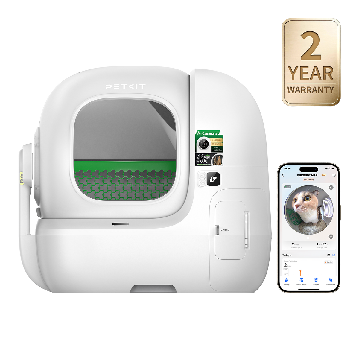 PETKIT Purobot Max Pro 2 automatische kattenbak met AI-camera – afbeelding 1