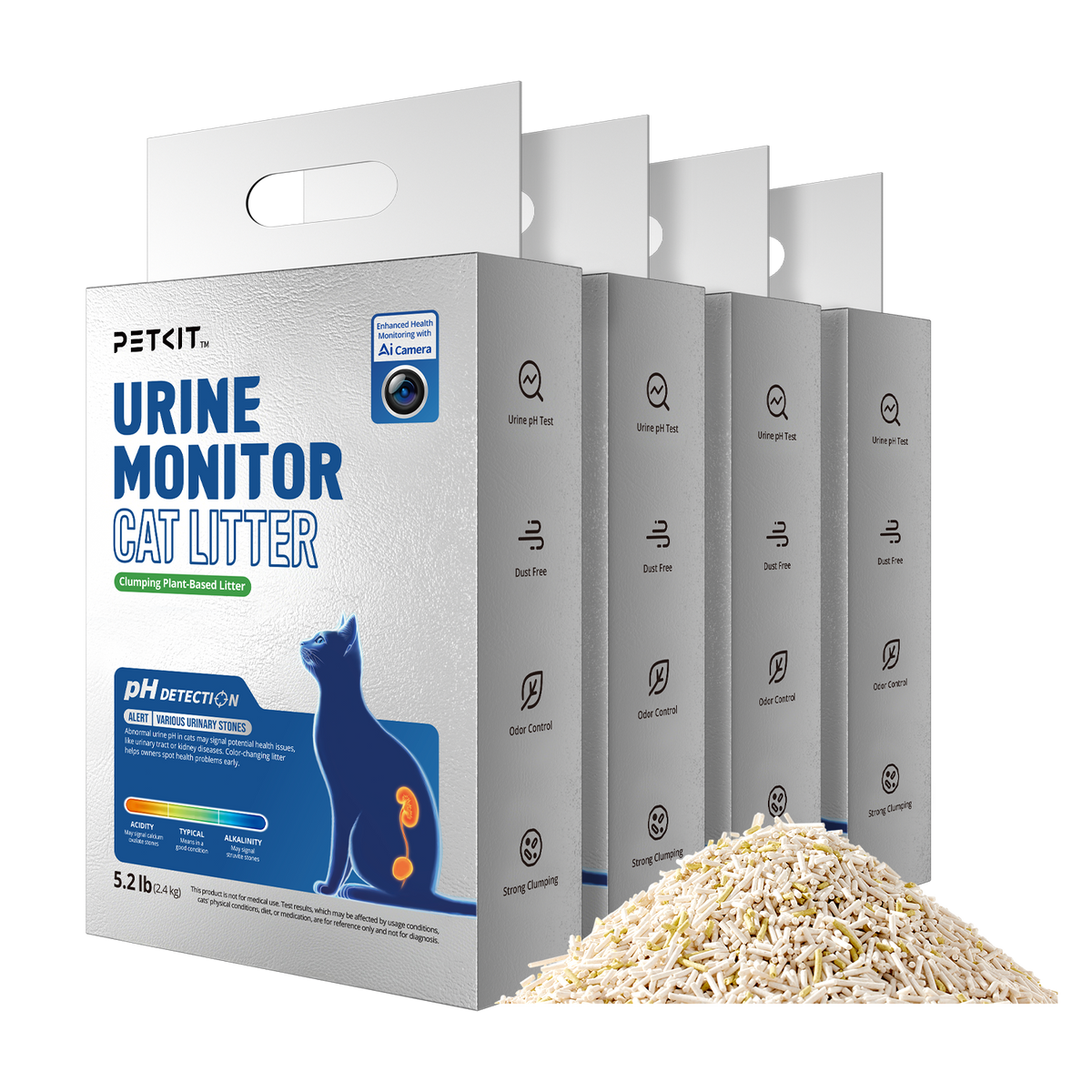 PETKIT Urine Monitor kattenbakvulling 4 zakken met pH-kleurindicatie – afbeelding 1