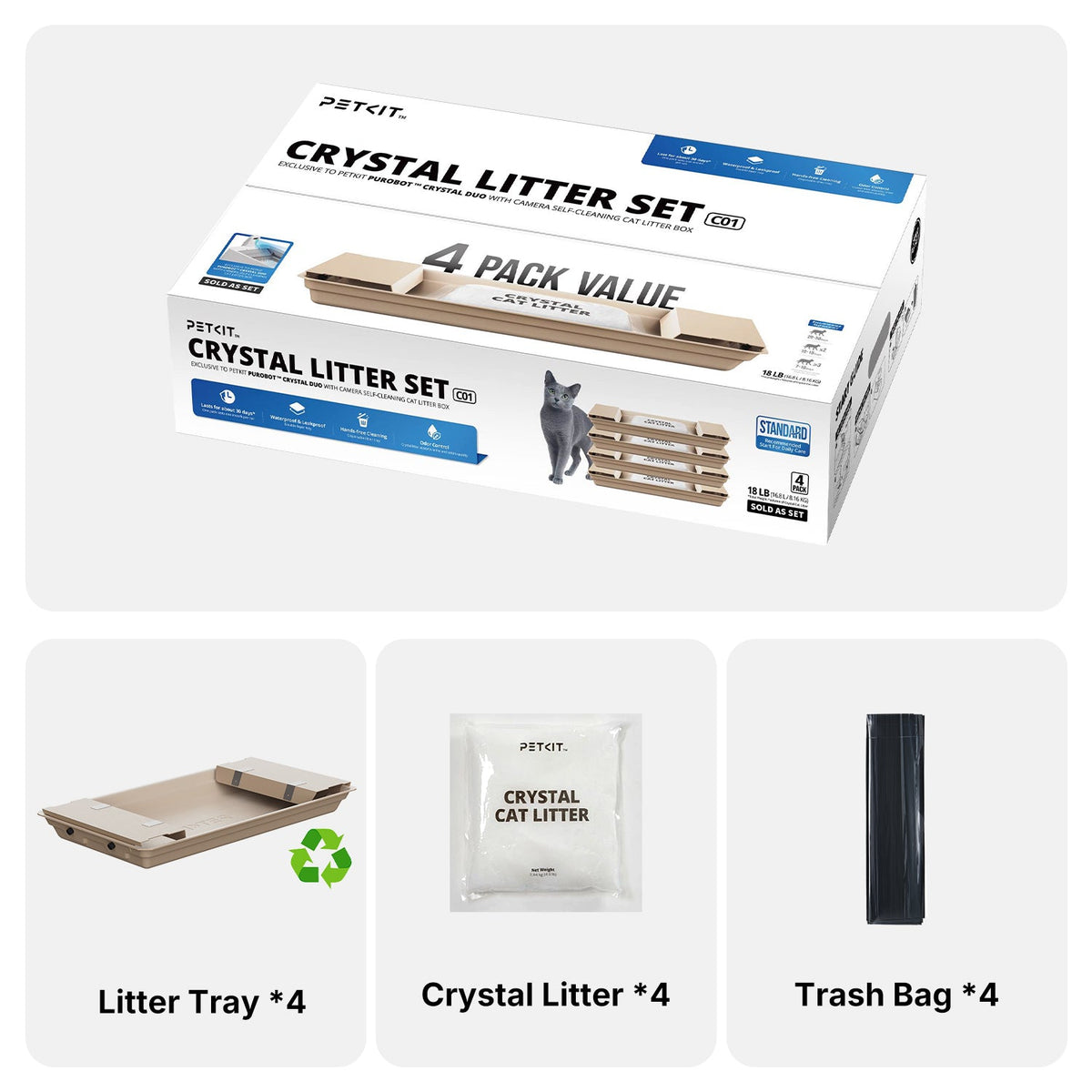 PETKIT Crystal Litter Set 4-pack voor Purobot Crystal Duo – afbeelding 5